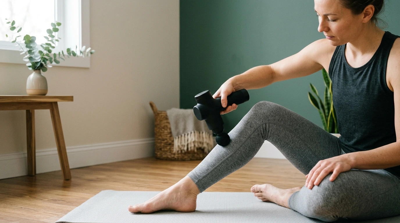 Pistolet de massage sur les jambes