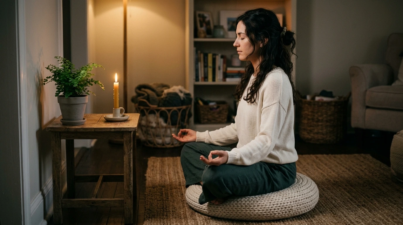 Méditation guidée à la maison le soir