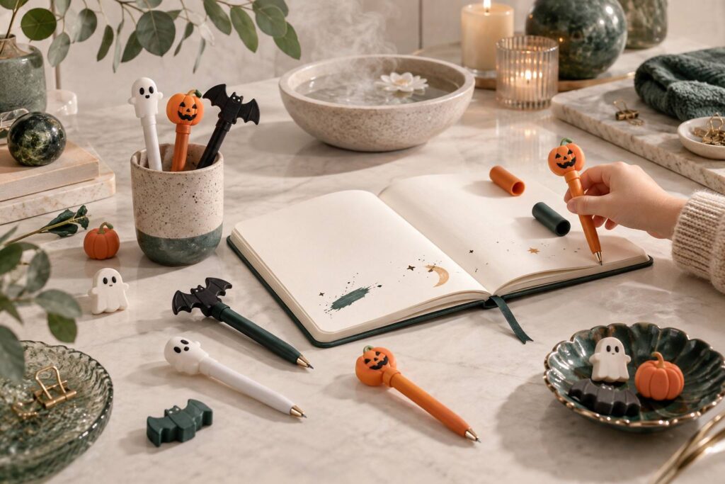 Illustration éditoriale du sujet : La collection Halloween des stylos Legami débarque et fait un carton auprès des enfants !